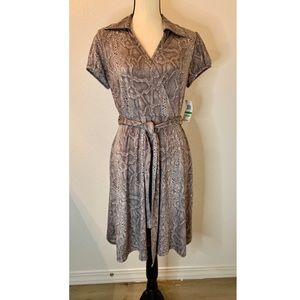 NWT INC International Concepts RUSTIC SNAKE Mock Wrap Dress SZ Large CAP SLEEVE